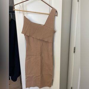 Line & Dot Tan One Shoulder Dress NWT